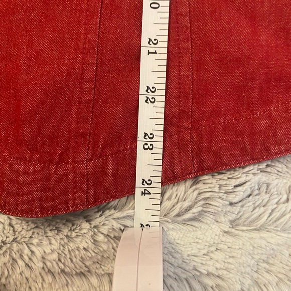 Faded Glory | Small Red Denim Button Down Top - Picture 7 of 7